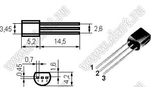 PN3644 (TO-92) транзистор биполярный широкого применения; PNP; Uкэо=45В; Uкбо=45В; Iк=0,8А (макс.); h21=300 (макс.)