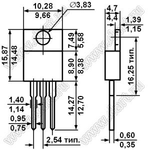 BDW94C (TO-220) транзистор биполярный Дарлингтона; PNP; Iк=12А; Uкэо=100В; hFE min.=0,75 (min); hFE max.=20 (min)