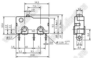 KW11-3Z-51AA1B (SM3-00N, SM5-00N, MSW-11) микропереключатель концевой без рычага