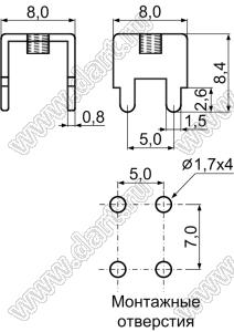 PCB-11(6-32) терминал винтовой для пайки в печатную плату; 6-32UNC; латунь луженая; 0,8мм