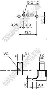 SK-12F23-G5 переключатель движковый угловой 1P2T