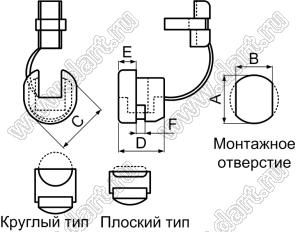 3W-1 Фиксатор кабеля проходной, плоский тип; сечение кабеля=18AWG/2C; нейлон-66 (UL); черный