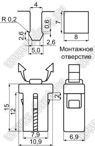 DT-1 защелка дверцы; нейлон-66 (UL) + полиоксиметилен POM (UL); черный