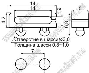 MWS-4 фиксатор жгута проводов с защелками в панель; нейлон-66 (UL); натуральный