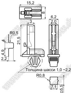 CGH-1 направляющая платы угловая; нейлон-66 (UL); натуральный