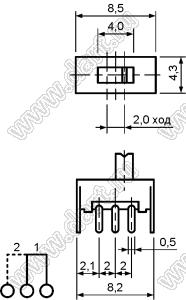 SS-12D07-G4 переключатель движковый прямой 1P2T