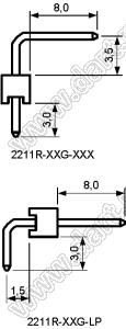 2211R-40G-LP (PLS-40R, DS1022-1x40-R) вилка угловая однорядная, шаг 2,54 мм, 40 контактов; шаг 2,54мм; шаг 2,54мм