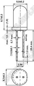 DY-5R3SD-A светодиод круглый 5 мм; красный; 625нм; 80…120мКд; 60°