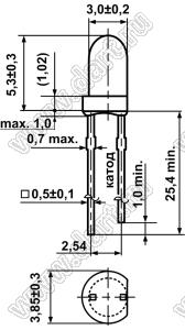 DY-BK3R7SD-B светодиод мигающий 3 мм; прозрачная; 20°; красный; 620...635