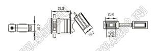 JS-146 держатель предохранителя на провод; предохранитель флажковый 19 мм; 16AWG; количество проволок/диаметр 44/0,2