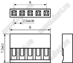 KR2006H-04P-1 (2026A-04P, 2026A-04, BLS2-1x4, BLS2-4) корпус однорядной розетки на кабель, шаг 2,0 мм; шаг 2,00мм; 4-конт.