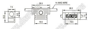 CQ-211A держатель предохранителя ножевого/флажкового на провод 14#AWG, Imax=20A (корпус и терминалы)