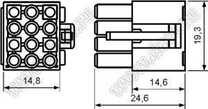 3920-12 (MFC-12F, KR4500HF-3X04P-1) корпус розетки на кабель; P=4,50мм; 12 (3x04)-конт.