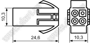 3921-04B (MFC-04M, KR4500HM-2X02P-1) корпус вилки на кабель; P=4,50мм; 4 (2x2)-конт.