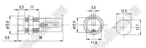 R3-11 metal (CQ-206B) держатель предохранителя 5x20мм с металлической гайкой