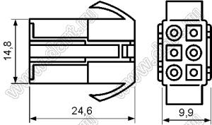 3921-06 (MFC-06M, KR4500HM-2X03P-1) корпус вилки на кабель; P=4,50мм; 6 (2x3)-конт.