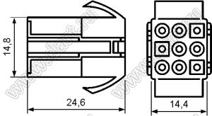 3921-09 (MFC-09M, KR4500HM-3X03P-1) корпус вилки на кабель; P=4,50мм; 9 (3x3)-конт.