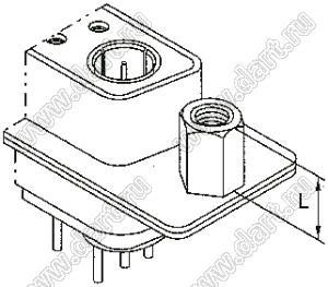 17W2P0S0A100B00 комбинированный прямой D-SUB разъем (вилка) с приклепанной открытой гайкой № 4!40 UNC спереди