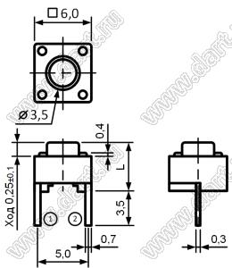 TC-0404-X (SWT-14-7K) кнопка тактовая; 6x6x7мм