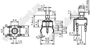 TC-2412-X (0673G) кнопка тактовая; 6x6x7,3мм