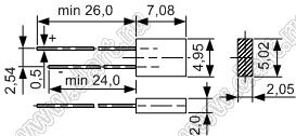 RL60N-HY214S светодиод прямоугольный 2x5x7 мм без юбки; желтый; 580...595нм; корпус диффузный; 2,0V; 16мКд; 120°