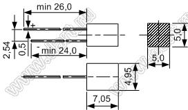 RL61N-HO313 светодиод прямоугольный 2x5x7 мм без юбки; оранжевый; 600...610нм; корпус диффузный; 2,0V; 22мКд; 120°