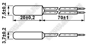 KSD9700M-75-NO термоконтакт закрытого типа; металл; Tf=75±5°C; I max=5А; U=250В; нормально разомкн.