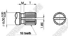 R1210G-2A2-B102 потенциометр роторный (12мм) 1 кОм линейный сдвоенный горизонтальный в плату, вал металлический 18 зубов, длина вала 15мм