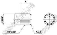 R0901N-ZD1-B203K-0H03 потенциометр роторный (9мм) 20 кОм линейный вертикальный в плату, вал пластиковый 18 зубов, L=20мм