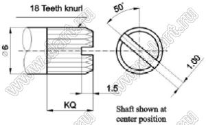 R1212N-3D1-B103 потенциометр роторный (12мм) 10 кОм линейный вертикальный в плату, вал металлический 18 зубов, длина вала 20мм