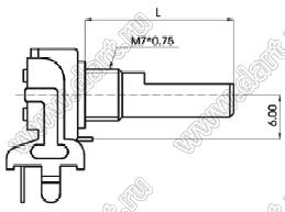 R1212G-3A3-B503 потенциометр роторный (12мм) 50 кОм линейный R1216N-YA2, вал металлический 18 зубов, длина вала 20мм