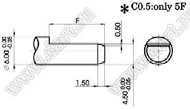 R1216N-BD1-B503 "H" is "1"=2.7mm потенциометр роторный (12мм) 50 кОм линейный вертикальный в плату, вал пластиковый с лыской, длина вала 20мм