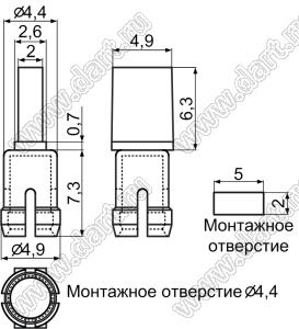LC3-7 держатель 3-мм светодиода в панель; A=2,5мм; C=3,0мм; поликарбонат (UL); прозрачный