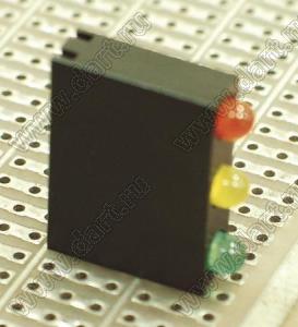 LED-331 держатель трех 3мм светодиодов на плату угловой; черный; C=3,4мм