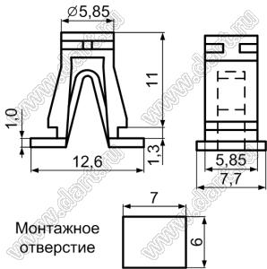 PAA-11 опора платы под квадратное отверстие в шасси; нейлон-66 (UL); натуральный