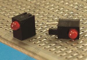 LEK-302 держатель 3мм светодиода на плату угловой; C=3,3мм; нейлон-66 (UL); черный