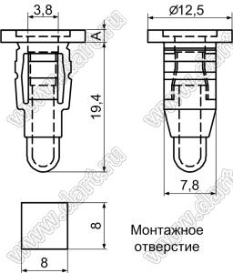 YES-08 распорка с защелкой; A=0,8мм; нейлон-66 (UL); натуральный