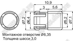 LC5-2 держатель 5-мм светодиода в панель; поликарбонат (UL); прозрачный