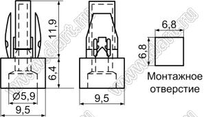 ES-1 фиксатор с защелкой; нейлон-66 (UL); натуральный