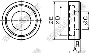 U-12 распорка межплатная; A=4,2мм; B=2,7мм; C=3,2мм; D=5,3мм; E=8,74мм; нейлон-66; натуральный