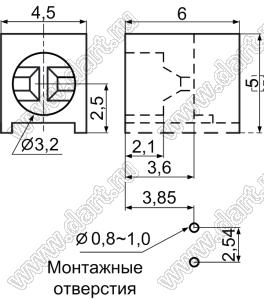 LED-313 держатель 3мм светодиода на плату угловой; C=3,2мм; нейлон-66(UL); черный