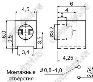 LED-316 держатель 3мм светодиода на плату угловой; C=3,2мм; нейлон-66 (UL); черный