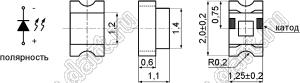 BT17-21UWC/A16/TR8 0805 ЧИП светодиод; типоразмер 0805; белый; X=0,42; IV=160мКд; Y=0,43; 2θ½=140°