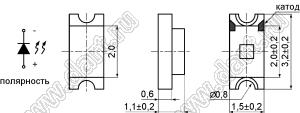 RF-WUB190DS-19 светодиод ЧИП 1206; типоразмер 1206; белый