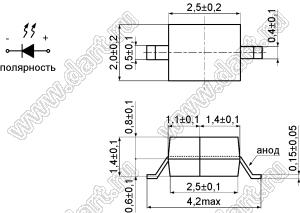 BT28-21UBGC/TR8 светодиод аксиальный; изумрудно-зеленый; 505нм; корпус прозрачный; 3,2…3,6V; 1500…1700мКд; 130°