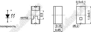 BT16-2133UFD 0402 ЧИП светодиод; типоразмер 0402; 120°; розовый; X=0,38; IV=80мКд; Y=0,18
