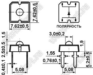 BL-SG115Y3-15-84 (BIN-1) светодиод "Пиранья" с линзой 3мм; зеленый 520-525нм; 85 град