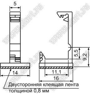 WLN-1S(3M) зажим проводов на самоклеящейся площадке; 16,0x14,0мм; нейлон-66 (UL); натуральный