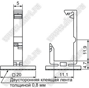 WLN-2(3M) зажим проводов на самоклеящейся площадке; 20,0x20,0мм; нейлон-66 (UL); натуральный