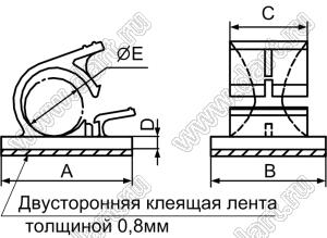 FWU-9(3M) зажим кабеля на самоклеящейся площадке; 37,6x31,5мм; нейлон-66 (UL); натуральный